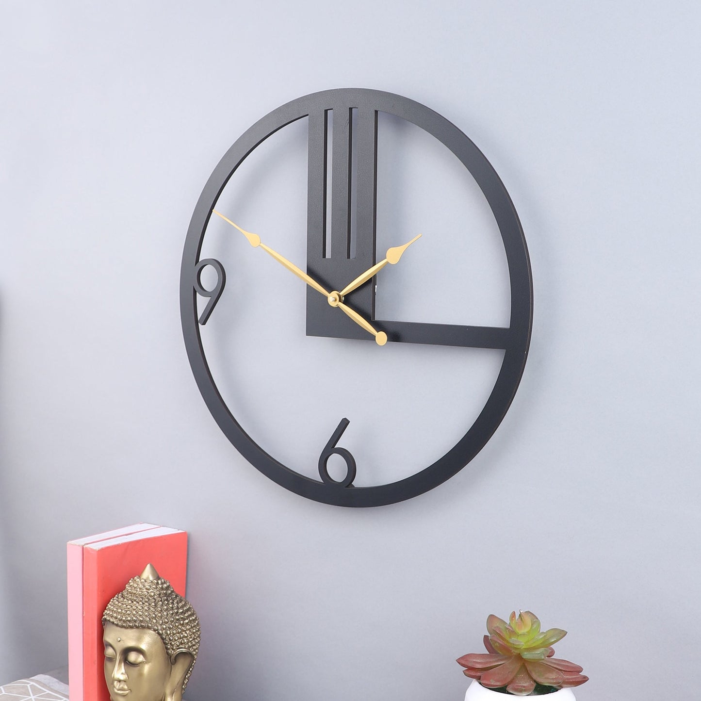 wc16 Black Chic Metal Wall Clock, Modern Metal Wall Decor