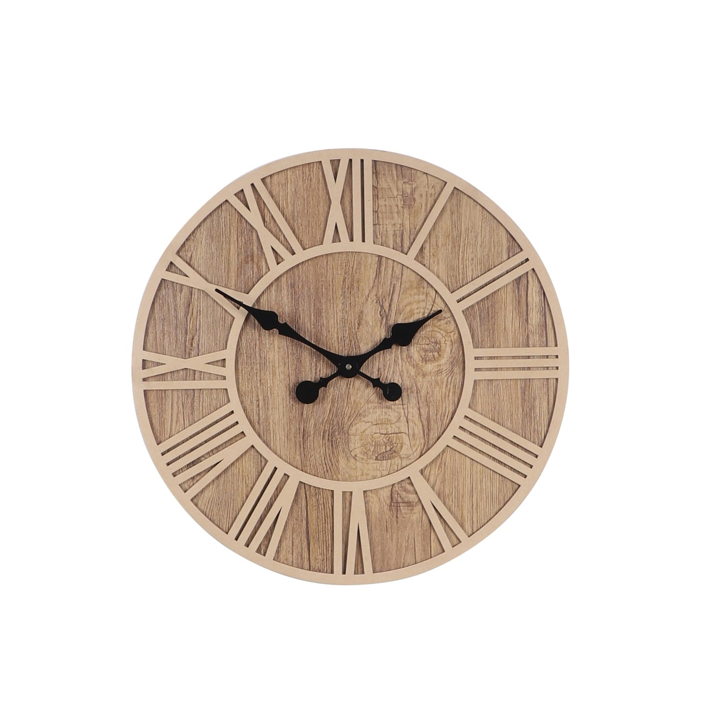 wc10 Farmhouse Wooden Wall Clock with Roman Numerals