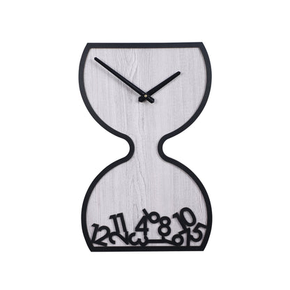 wc18 Grey Wooden Hourglass Wall Clock with Black Accents