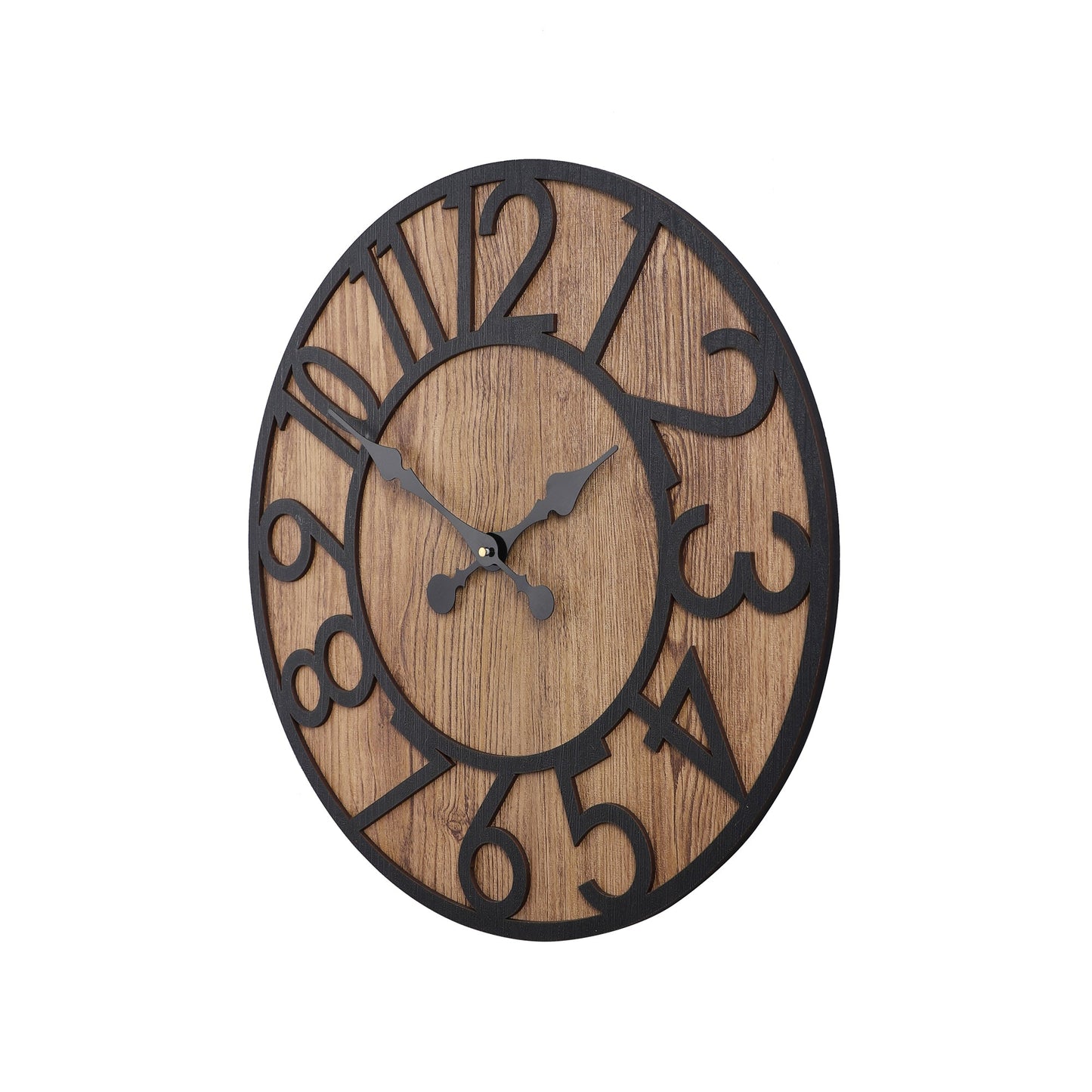 wc14 Rustic Brown Wooden Wall Clock with Roman Numerals