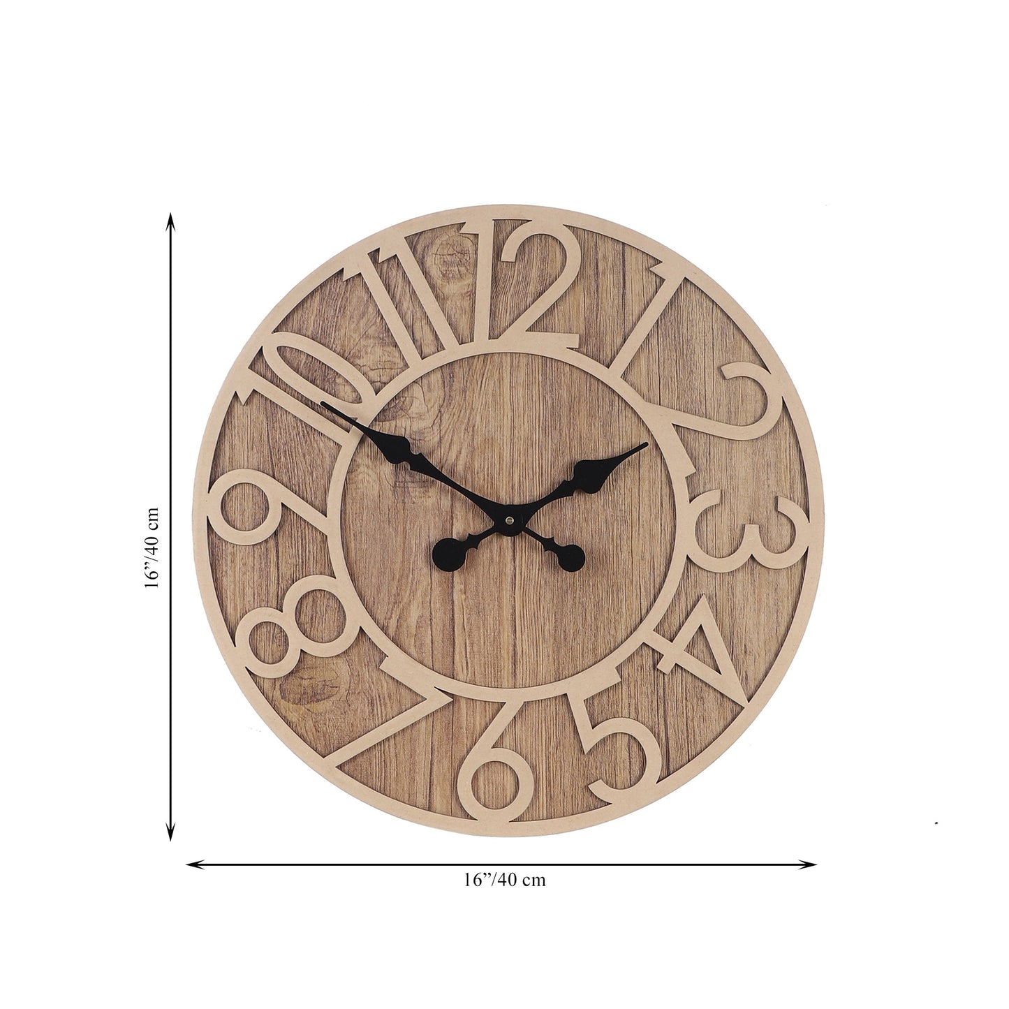 wc13 Rustic Light Brown Wooden Wall Clock with Roman Numerals