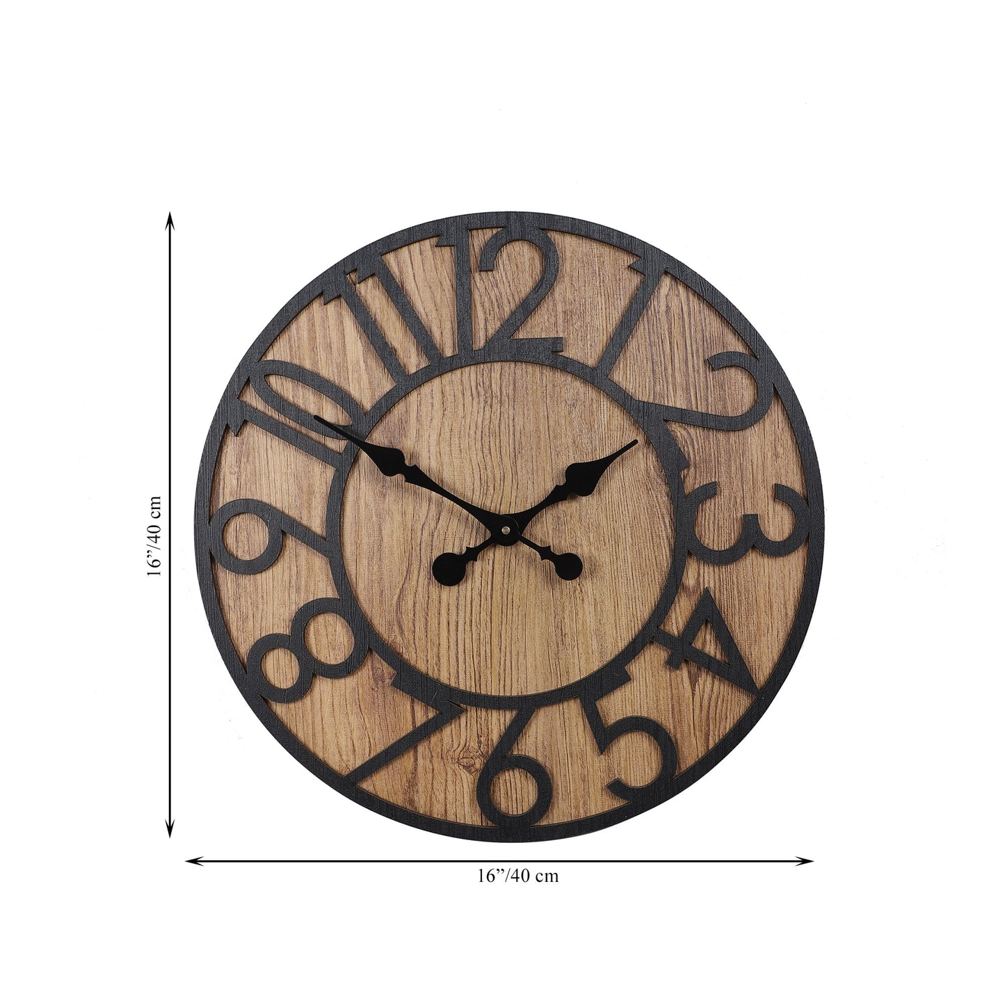 wc11 Rustic Wooden Wall Clock with Metal Accents