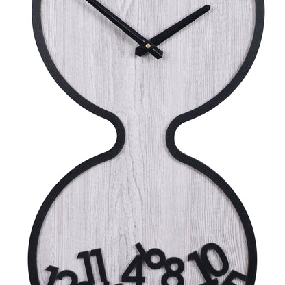 wc18 Grey Wooden Hourglass Wall Clock with Black Accents