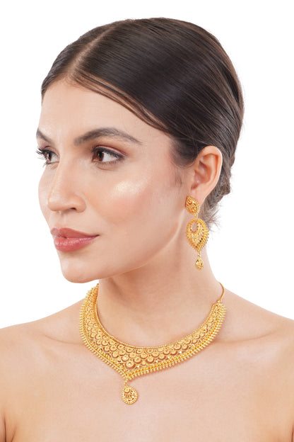 03 Sparkling 1Gm Gold-Plated Necklace and Earring Set