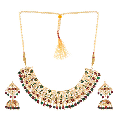 018 Ethnic and Party Wear 1Gm Gold Plated Necklace and Earring Set