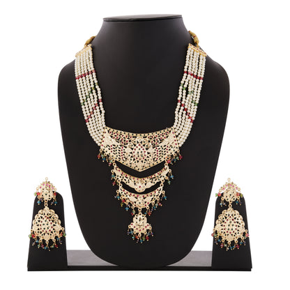 019 1Gm Gold Plated Freshwater Pearl and Crystal Necklace and Earring Set