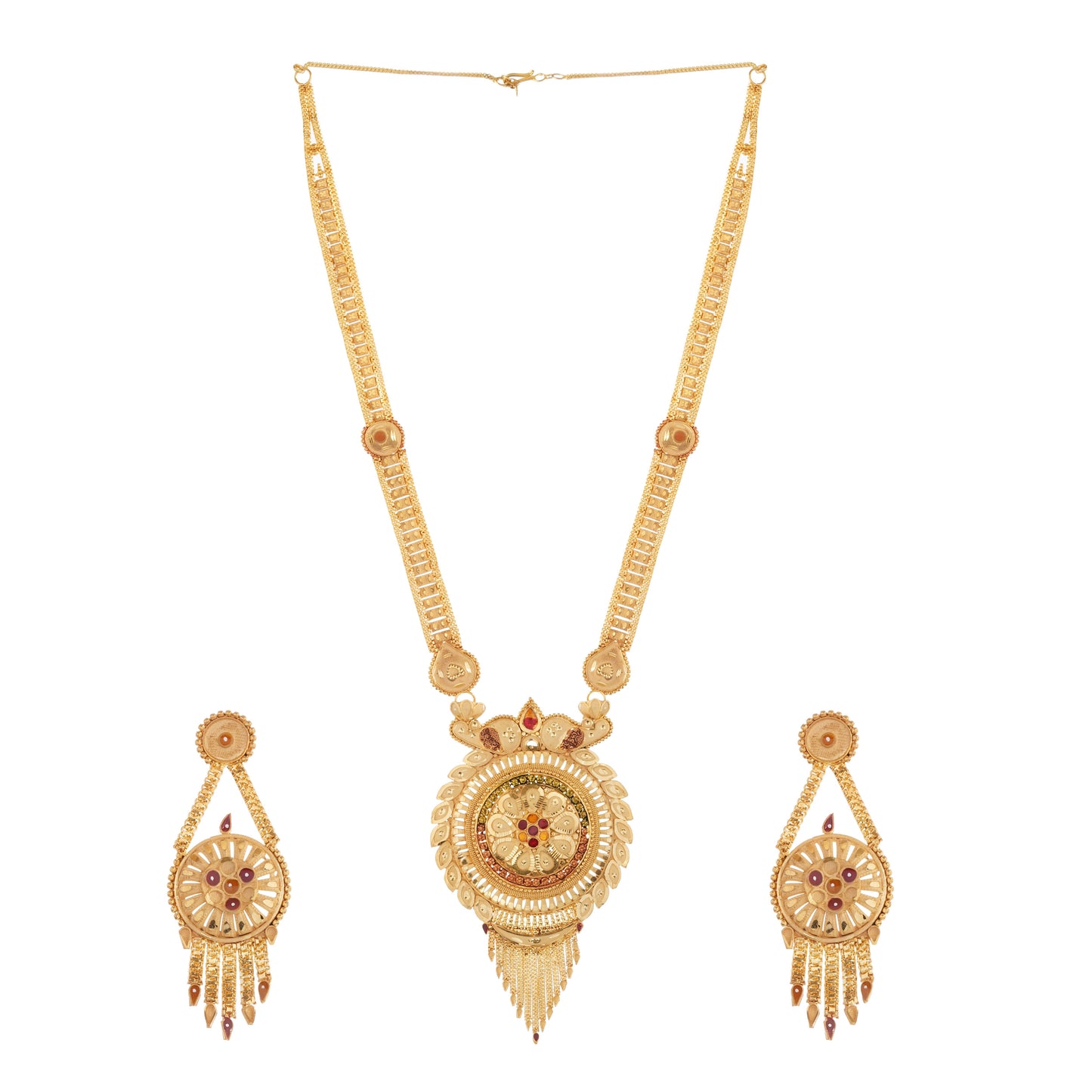 013 1Gm Gold Rani Haar Necklace and Earring Set with Cubic Zirconia