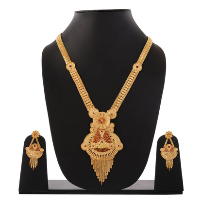 012 Traditional Indian 1Gm Gold Rani Haar Necklace and Earring Set