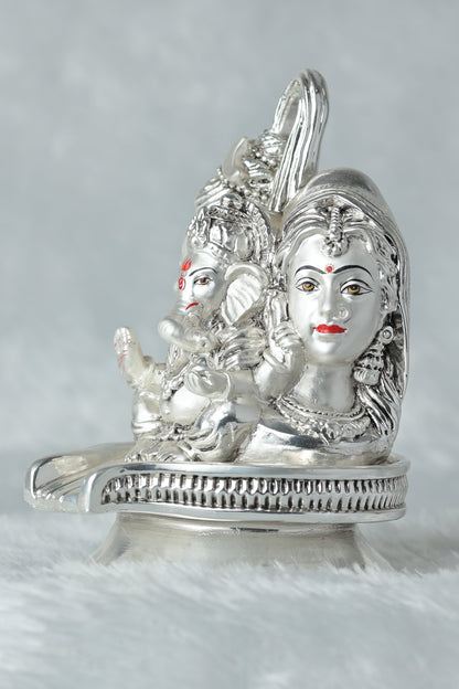 Premium Silver plated antique embery Finish Shivling with Shivji Family