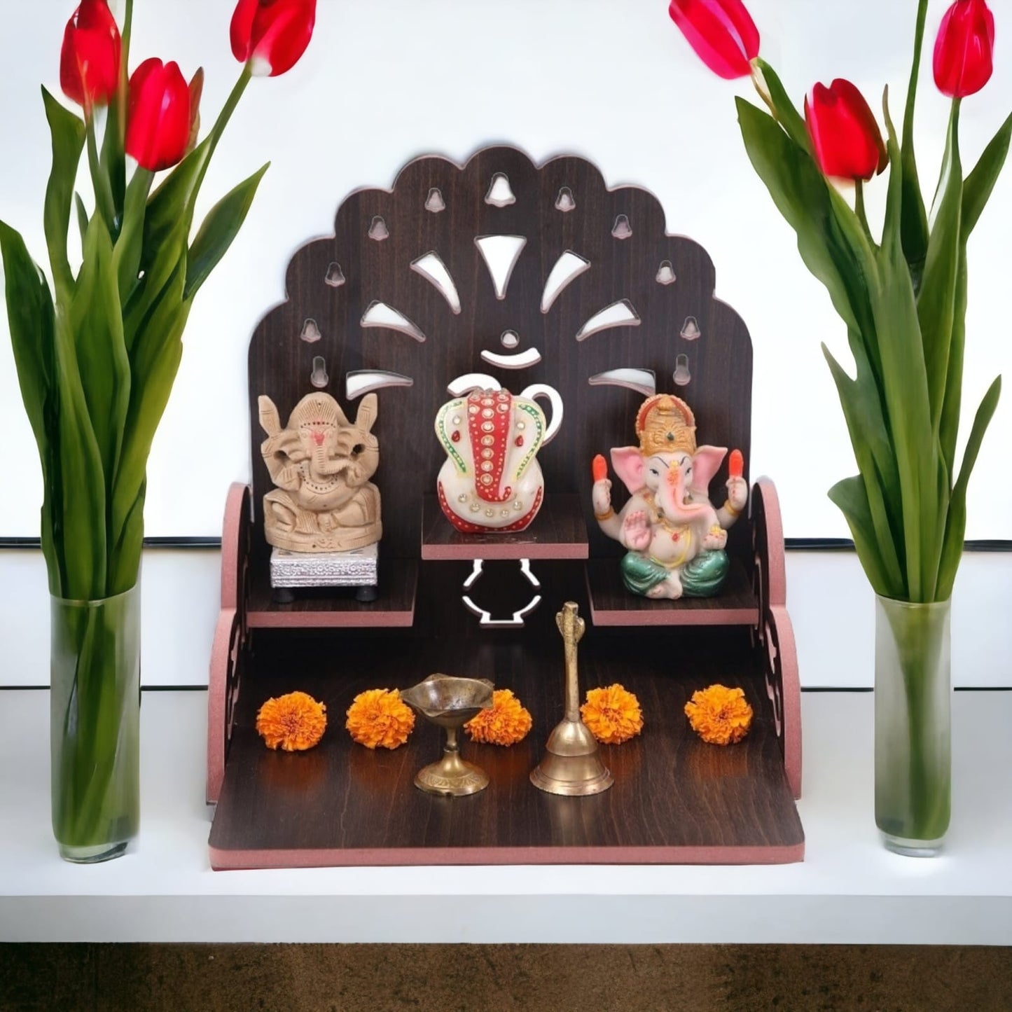 Wooden Temple for Home & Office, Light Weight Puja Mandir