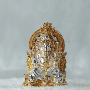 Gold and Silver Plated Matte Finish Ganesh Ji