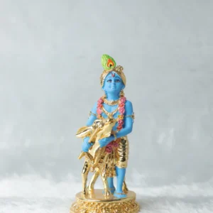 Gold plated Krishana with calf blue Colour