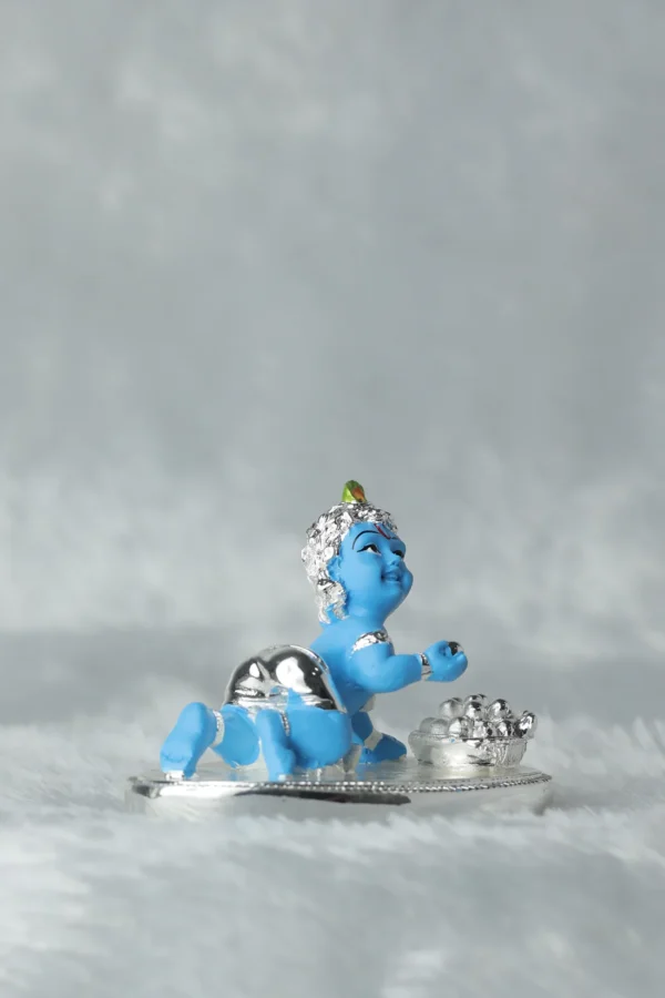 Laddu Gopal Silver plated with blue Colour