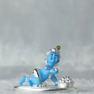 Laddu Gopal Silver plated with blue Colour