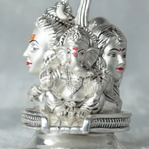 Premium Silver plated antique embery Finish Shivling with Shivji Family