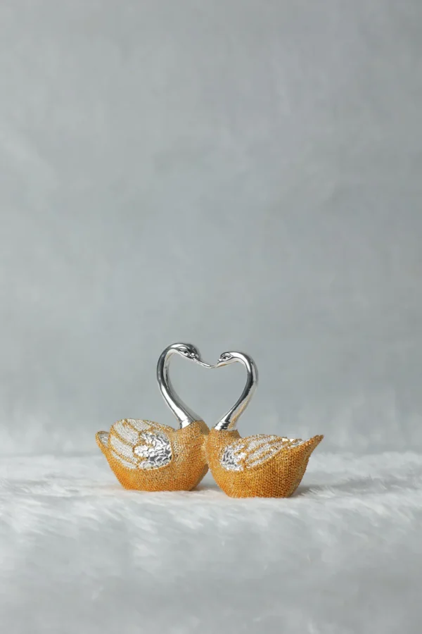 gold and silver plated love birds