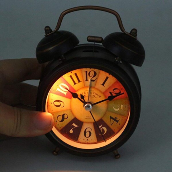 BLACK TWIN BELL CLOCK